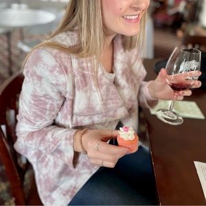 Mauve tie-dye suede motto jacket